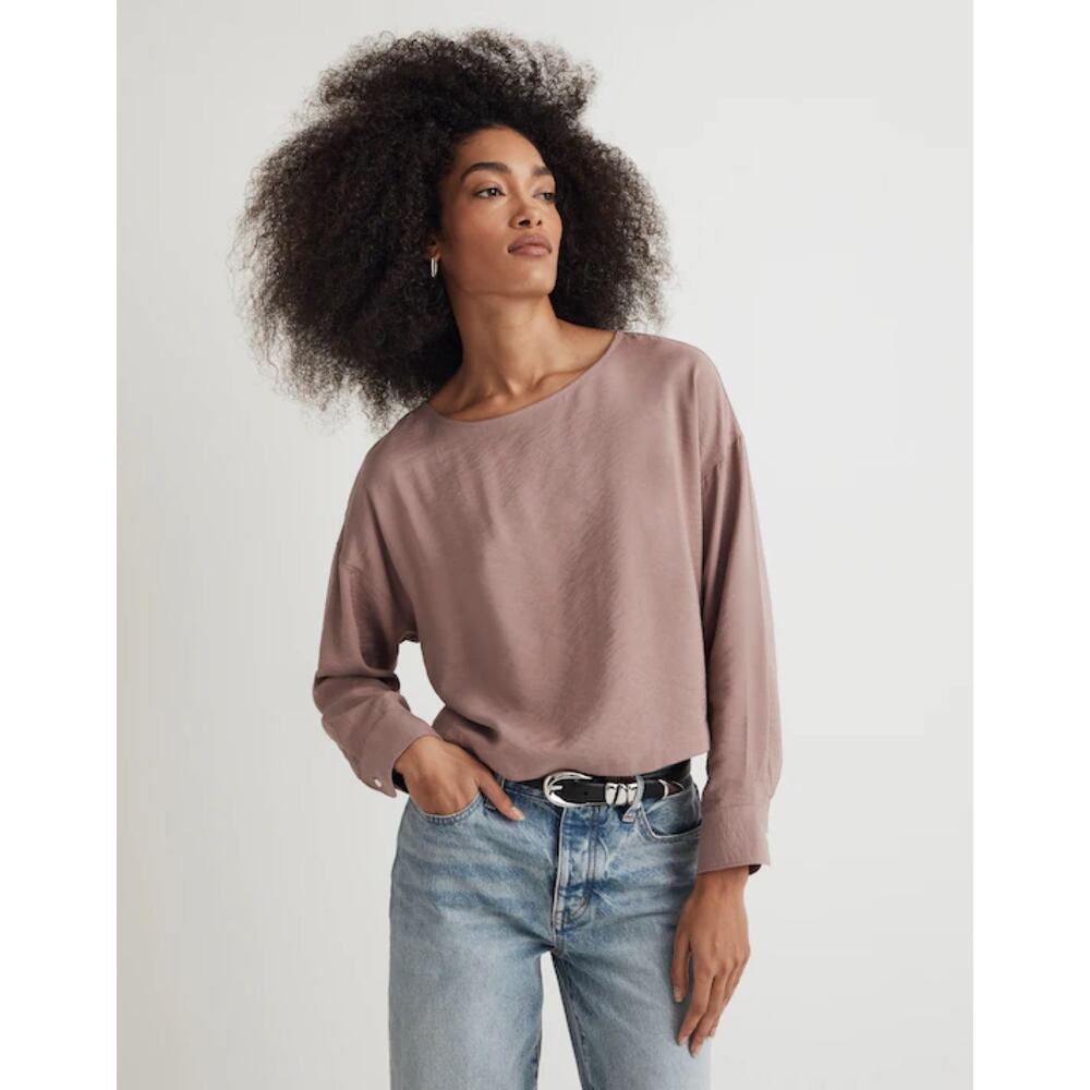 New Madewell Relaxed Tulip-Back Top in Evening Mauve Women's Size M